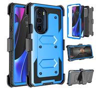 Takfox Coque pour Moto Edge Plus 2022, Motorola Edge + 2022/Edge X30/Moto Edge 30 Pro 2022 avec clip de ceinture, [protection d'écran intégrée] [béquille] Protection résistante aux chocs et robuste Bleu