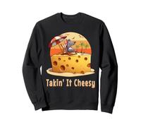 Takin' it Cheesy Mouse avec du Fromage sur Une Plage, Jeu de Mots Amusant Sweatshirt