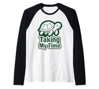 Taking My Time T-Shirt Humoristique en Forme de Tortue Manche Raglan