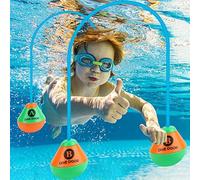 Takingup 2 pièces Anneaux de plongée sous-Marine et 10 pièces Pierres précieuses de plongée Jouets Bain pour Enfant Porte Jouet Porte sous-Marine Nager à Travers 1.5x5 cm entraînement natat
