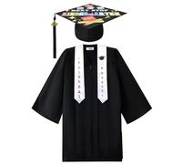 Takingup 4Pcs Casquette de Graduation de Maternelle avec Ensemble Robe, Tenue Cérémonie Préscolaire avec Étole avec Certificat Taille XL, Casquette Graduation pour Enfants avec Robe