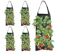 Takingup 5 pièces 23, 6 Sac de jardinière de Fraises Suspendu avec 8 Trous, Sac Culture tomates à l'envers avec poignée pour Herbes Piment et jardinière tomates à l'envers