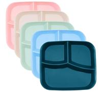 Takingup Assiette de contrôle des portions de 10 pouces, carrée divisée, 3 compartiments, assiettes en plastique réutilisables, passe au micro-ondes, au lave-vaisselle, pour adultes et enfants