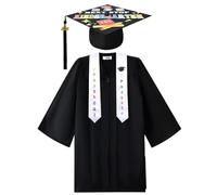 Takingup Bonnet et Robe de Remise de diplôme, Ensemble préscolaire, avec imprimé Amusant, étole et Certificat, Taille L, 4 pièces/Ensemble, pour cérémonies d'enfants