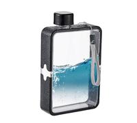 Takingup Bouteille d'eau plate, bouteille d'eau fine pour sac à main, A5 portable transparente pour voyage, salle de sport, 380 ml,