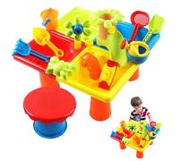Takingup Ensemble de 25 pièces de Table à Eau pour Tout-Petits, Table sensorielle à 4 Compartiments, Sable carré avec Tabouret pour Plage extérieure, Eau pour Enfants