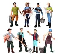 Takingup Ensemble de Jeu de Ferme avec 8 Figurines d'agriculteurs, Ensemble Ferme Restauration scène réelle avec modèle Figurines Miniatures réalistes DIY pour décoration Bureau, pour garçons