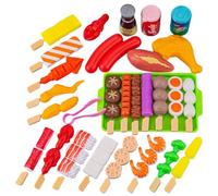 Takingup Ensemble de Jeu de Grill pour Enfants 29 pièces, Ensemble Barbecue en Plastique avec Nourriture Jeu réaliste pour Un Simulation interactif éducatif précoce pour garçons et Filles