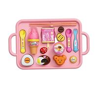 Takingup Ensemble de Jouets à Pudding Japonais avec cuillère, Fourchette, Baguettes, Assiette à Glace, Accessoires de Cuisine pour Faire Semblant Jouer, Jouet Pudding avec cuillère