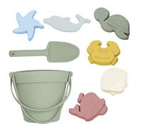 Takingup Ensemble de Jouets de Sable, Seau Plage et Pelle d'été pour Enfants, Ensemble Jouets en Silicone sûr, Outils creusement Parents-Enfants pour l'extérieur, Paquet 8 bac à Sable