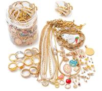 Takingup Ensemble de pots à bijoux mystère, 40 pièces assorties de bijoux vintage modernes et bohèmes, y compris collier, boucles d'oreilles, bague, or vintage