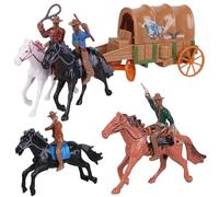 Takingup Figurine d'action de Cowboy, 1 Ensemble de Jouets Cowboy d'équitation avec Chariot, Figurines et Ensembles Jeu en Plastique pour Jeu Sable Mental, Accessoires société, Figurines