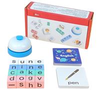 Takingup Jeu de dés brouillés pour Enfants, Jeu d'orthographe de dés Lettres au Rythme Rapide avec 40 Cartes illustrées et Cloche, Blocs Mots interactifs, Tableau Familial pour Les 3 Ans et Plus -