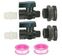 Takingup Kit de 2 robinets de Baril Pluie, kit dérivation Baril Pluie 3/4 Pouces avec raccord cloison, Adaptateur Robinet et Ruban d'étanchéité fileté pour réservoirs d'eau, Aquarium, b