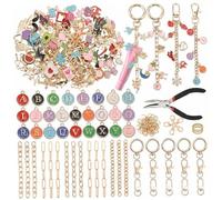 Takingup Kit de fabrication de porte-clés brillant à lèvres, 263 pièces, kit fabrication porte-clés comprenant des clips -, une chaîne d'extension, une breloque, un anneau saut, pin