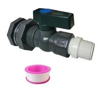 Takingup Kit de Robinet de Baril Pluie 3/4 en PVC avec raccord cloison, Adaptateur Robinet et Ruban d'étanchéité fileté pour réservoirs d'eau et piscines - Adaptateur pour Tuyau 'arrosa