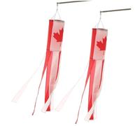 Takingup Lot de 2 Chaussettes à Vent en Polyester Rouge et Blanc de 30, 5 cm avec Ruban 71, 1 cm pour Jardin, Porche, extérieur, Drapeau du Canada