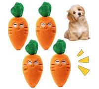 Takingup Lot de 4 Jouets pour Chien en Forme de Carotte, Jouets grinçants avec Broderie Mignonne, à mâcher en Peluche Douce pour Chiens et Chats Petite et Moyenne Taille pour Jeu interactif en pel