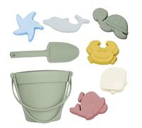 Takingup Lot de 8 seaux de Plage et Pelle pour Enfants d'été - Ensemble Jouets en Silicone sûr - Jouet Parent-Enfant - Outils creusement bac à Sable pour l'extérieur - Vert Clair - Jouets Sable
