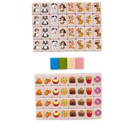 Takingup Mahjong, Ensemble de Jeu de Mahjong 65 pièces, tuiles Dessin animé Chien et Nourriture Mignons, Jeu Puzzle Portable pour la Famille et la fête, 24 mm - Tuiles