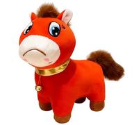 Takingup Peluche Cheval, 8 Pouces, Cheval Mignon du Nouvel an Chinois Qui pleure, Animal en Peluche drôle en Coton PP pour Le Bureau, Le Magasin à Domicile, Rouge -