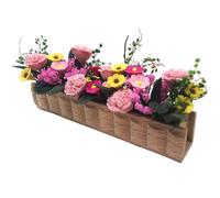 Takingup Plantes de Maison de poupée, Plantes Miniatures colorées à l'échelle 1:12, Fleurs en Argile dans Une boîte à Fleurs en Bois, Accessoires décoration réalistes pour Maison poupée (3, 2 Pouces)