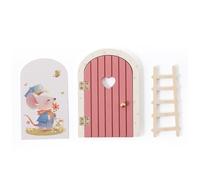Takingup Porte féerique ouvrant des Portes féeriques avec Accessoires d'échelle, Couvercle de Sortie de Porte en Bois pour Portes décoration Chambre fées