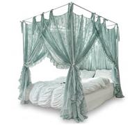 Takingup Rideau de lit à baldaquin, Rideaux de lit en Dentelle avec 3 Ouvertures, Rideau Romantique Style français pour Une décoration Chambre rêve, sans Support, Wathet - Auvents et Rideaux