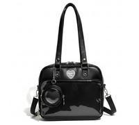 Takingup Sac Ita, sac à main Ita en cuir PU avec poche avant transparente - de style japonais avec sangle réglable pour épingles, patchs et objets de collection
