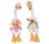 Takingup Statue de Canard Ornements de Jardin 1 Paire Figurines Canard Assis avec Tenues, Sculpture Mignonne d'amoureux en résine pour intérieur et extérieur, Cour, pelouse, Maison, oies pelouse