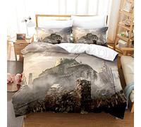 TAKOLI Housse de Couette 220 x 240cm Adulte Guerre des Tanks 3D Parure de Lit 2 Personne Véhicule Blindé Char d'assaut avec Fermeture Éclair et 2 Taies d'oreill, 100% Microfibre