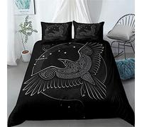TAKOLI Housse de Couette 220 x 240cm Adulte Imprimé Aigles Parure de Lit 2 Personne Nœud Celtique Viking 3D avec Fermeture Éclair et 2 Taies d'oreill, 100% Microfibre
