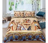 TAKOLI Parure de Lit 220 x 240cm Égypte, Microfibre Sets de Housse de Couette Adulte Exotique, 3 pièces Ensemble de LiterieCulture égyptienne avec 2 Taies d'oreiller pour 2 Personne