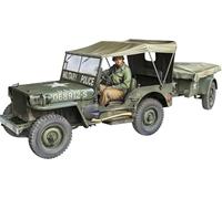 TAKOM TAK1026 Camion utilitaire 1/4 tonne avec remorque - Kit de modélisme 1:16 - Véhicule tout-terrain américain avec figurine de conducteur et pièces en polyéthylène - Non monté