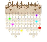 TAKONE Calendrier d'anniversaire en bois sans année - Calendrier familial DIY indépendant de l'année avec 60 disques en bois à écrire, décoration murale pour la maison, la salle de t la
