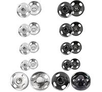 TAKONE Lot de 280 paires de grands boutons pression à coudre (noir/argent, 8 mm, 10 mm, 12 mm, 14 mm) - Boutons pression en métal solides pour vêtements, sacs à main, tissus et couture