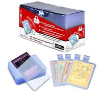 TAKOUL | Toploader rigide ultra transparent et sleeves avec languette | Compatible avec carte Pokemon, Magic, Lorcana | Pochette qui protege, préserve la valeur, évite l’usure, facilite l’extraction !