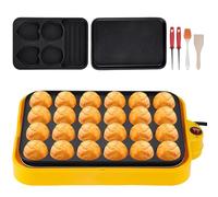 Takoyaki Maker 24 Trous électrique - Double poêle à Grill antiadhésif avec contrôle de la température Automatique pour Les balles de Poulpe, Les crêpes, Les sandwichs, Le Steak et Les œufs