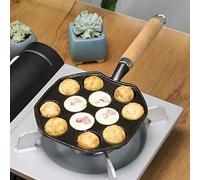 Takoyaki Maker, Poêle Takoyaki en fonte 14 trous antiadhésive avec poignée amovible pour la maison, la cuisine, le restaurant