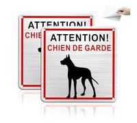 TAKULA 15 * 15CM Attention Chiens - Pancarte Chien de Garde, Je Monte la Garde, Panneau Métallique Imperméable, Résistant au Soleil et à la Rouille|Paquet de 2
