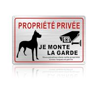 TAKULA 30 * 20CM Attention au Chien et Caméra, Panneau Chien Je Monte la Garde, Panneau Propriété Privée - Sous Video Surveillance, Panneaux Métalliques
