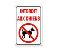 TAKULA Panneau Interdit aux Chiens 30x20cm, Autocollant Chien Mechant, Signalétique Étanche avec Pré-perçages, Haute Visibilité Jour/Nuit