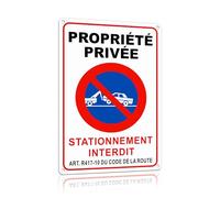 TAKULA Panneau Stationnement Interdit 30x20cm - Signalétique Privé | Aluminium réfléchissant, résiste aux intempéries. Idéal pour parking privé, conforme à l'article R417-10 du Code de la route.