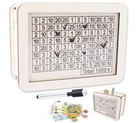 TAKUZA Tirelire en bois de 1000 euros - Pour adultes - Avec objectif d'épargne - Avec marqueur - Aide les adultes et les enfants à économiser l'habitude