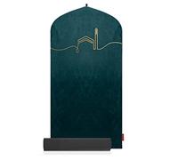 TAKVA EasiClean Tapis de prière d'intérieur - Collection Kaaba (COMFITPLUS, émeraude Kaaba) - Tapis de prière rembourré lavable et personnalisable, velours doux et base antidérapante, idéal cadeau