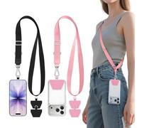 Takyu 2 Pièces Ajustable Cordon et Dragonne Téléphone Portable avec 4 Pièces Attaches Adhésives, Compatible avec iPhone, Samsung et tous les Smartphones