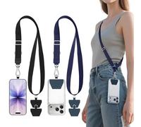 takyu 2 pièces Ajustable Cordon Telephone Portable, Dragonne Telephone Portable avec 4 Pièces Attaches Adhésives, Laniere Telephone Portable Compatible avec iPhone, Samsung et tous les Smartphones