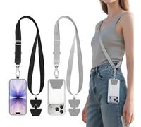 takyu 2 pièces Ajustable Cordon Telephone Portable, Dragonne Telephone Portable avec 4 Pièces Attaches Adhésives, Laniere Telephone Portable Compatible avec iPhone, Samsung et tous les Smartphones
