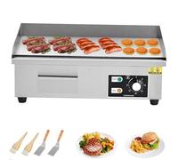 Takywep - Plancha électrique commerciale de 21 pouces, plaque de comptoir en acier inoxydable, grill électrique plat avec brosse à poussière de pelle, équipement de cuisine pour gril Teppanyaki de
