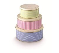 Tala Ensemble de 3 Boîtes à Gâteaux en Métal au Design Rétro Empilables Pour Conservation de Gâteaux, Biscuits et Produits Salés Tailles : 25,5 cm x 10 cm, 22 cm x 9,5 cm et 17 cm x 8,2 cm